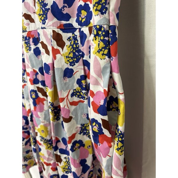 Boden Womens Cotton Floral Dress Pleated Sleeveless Pockets 12L - Picture 3 of 6
